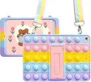 ZAULER Rainbow Tablet Kids Case for iPad iPad Mini 4 (2015) / Mini 5 (2019) 7.9 inch - Silicone Push Bubble Tablet Cover with Foldable Kickstand and Strap