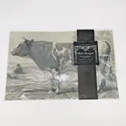 NEW Set Of 6 Belle Banquet Bovine Cow Reusable Paper Placemats 17" X 11"