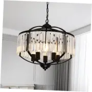 20" Modern Farmhouse Crystal Chandeliers for Dining Room 5 Lights Black
