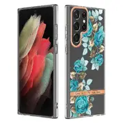 Lb5 Series Electroplating Imd Iml Tpu Case Flower Patterns Design Scratch-resistant Phone Back Cover For Samsung Galaxy S22 Ultra 5g - Hc004 Purple Be