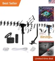 Outdoor HD TV Antenna 200 Miles Range Motorized 360° Rotation Free Channels Kit