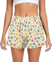 [FRODOTGV] Colourful Polka Dots Women Athletic Shorts Ouick Dry Running Shorts for Soccer Teenis Exercise Indoor S