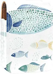 Travel Lipstick Organizer Case,Lipstick Case Portable Makeup Bag with Mirror,Fish Pattern