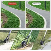 Edger Lawn Tool, Hand Manual Lawn Edger, Wheel Rotary Trimmer Grass Edger Shear for Garden Sidewalk BlackSilver