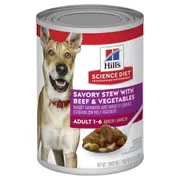 Hills Adult 1+ Wet Dog Food Savory Stew w/ Beef & Vegetables 12 x 362g
