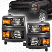 Pair Black Housing Headlights Headlamps For 2014-15 Chevy Silverado 1500 Pickup (for: Chevrolet)
