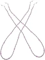 [Healvian] 2Pcs Handmade Beading Eyeglass Chain Amethyst Spectacles Holder for Daily Use Prevents Unwanted Falls for Sports Fashion Accessories