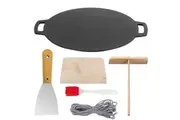 34cm Seasoned Cast Iron Induction Crepes Pan Baking Pancake Tool Pizza Bakeware