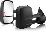 Towing Mirrors fit for 2007-2013 Chevy Silverado GMC Sierra fit for 2014 Silverado GMC Sierra 2500HD 3500HD with Power Glass LED Arrow Turn Signal Light Heated Extendable Pair Set