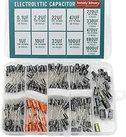 Lonely Binary 240-Piece Electrolytic Capacitor Assortment Kit – 13 Values from 0.1µF to 1000µF in Compact Organizer Box for Arduino, Raspberry Pi, ESP32, DIY Electronics, and Repair Projects