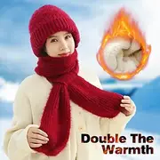 2024 New Integrated Ear Protection Windproof Cap Scarf, Winter Warm Knitting Thick Warm Ear Guard Hat Scarf for Women