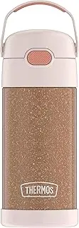 THERMOS FUNTAINER 12 Ounce Stainless Steel Vacuum Insulated Kids Straw Bottle, Glitter Rose Gold