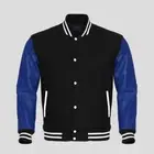 Black Blue Varsity Jacket Men's Baseball Bomber Coat Letterman College Style S-X