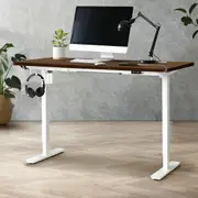 Oikiture 140CM Electric Standing Desk Single Motor Height Adjustable Sit Stand Table Top Walnut