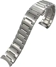[KAVJU] Curved End Solid Stainless Steel Watch Band 21mm For MIDO M021.431 For MIDO 40mm Commander Watch Series Silver Men Wrist Strap