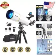 Beginner-Friendly 80mm Telescope with Adjustable Tripod & Smartphone Adapter
