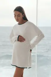 Sorrento Organic Cotton LS Dress (White) - FINAL SALE