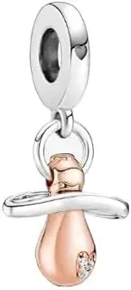 [The Charmery] Babies Dummy Pacifier Charm in Sterling Silver 925 Compatible with Pandora Charms,and Many Other UK Charm Bracelets., Metal