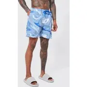 Mens Light Blue Illusion Mid Length Swim