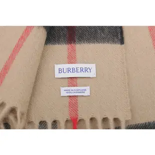 【BURBERRY 巴寶莉】基本款經典格紋喀什米爾圍巾(經典米色)/ 平行輸入
