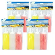 4 Sets Condiment Bottles Plastic Squeeze Squirt Twist On Cap Lid Sauce Non-toxic