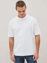White Relaxed Fit Essential Crew Neck Cotton T-Shirt (C39409) | $15