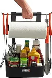 Mr. Bar-B-Q Adjustable Grilling Caddy | Store All Your Grilling Accessories in One Place | Roller Towel Holder | Reduce Mess While Grilling