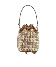 Fendi Mon Tresor FF Jacquard Drawstring Bucket Bag One size brown