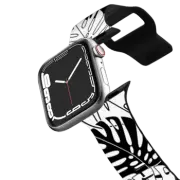 Apple Watch Series 4-6, SE (40mm) Impact Band Black and white tropical leaf pattern / monstera dn banana leaves
