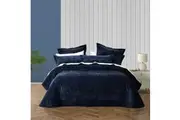 Bianca Cyrano Indigo Polyester Velvet Quilted Coverlet Bedding Sleep Set