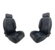 Classic Style High Back Bucket Seats Tilt Lever Black Pair for HK HG Monaro