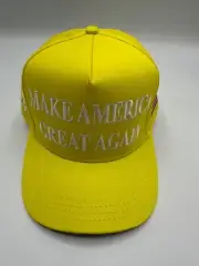 Official Make America Great Again Trump Cali Fame 45-47 Yellow Snapback Hat Cap