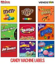 (12) CANDY VENDING MACHINE STICKERS LABELS - 2.5" x 2.5" - Runts - Sweet Tarts