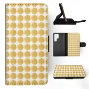 FLIP CASE FOR SAMSUNG GALAXY|YELLOW GEOMETRIC HEXAGON PATTERN
