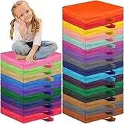 Timgle 25 Pcs Floor Cushions 15 Inch Flexible Seating Bulk Foam Floor Seats Pillows Portable Seating with Handles for Daycare Home Learning(Square)