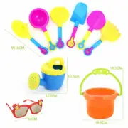 9pcs Kids Sand Beach Castle Bucket Spade Shovel Sunglasses Rake Water Toys New
