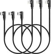 USB C to Lightning Cable 3ft MFi Certified 3 Pack 90 Degree iPhone Charger Nylon Braided Right Angle Lightning to USB C PD Fast Charging Cable for iPhone 13 12 11 Pro X XS XR 8 Plus 7 6 5(Black)
