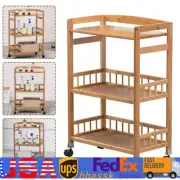 3 Tier Kitchen Serving Cart Bar Food Storage Organizer Rack Home Bamboo Trolley
