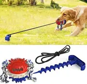 Zingtsing Dog Tie-Outs & Stakes Toys Outdoor Powerful Tether Ball Toy Chew Ball with Elastic Rope Dog Food Dispensing Toys in Yard Park SoccerField for Medium & Large Dogs (Royal Blue)