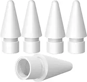 【5 Pack】 Tips for Apple Pencil Tips,Replacement Pen Nibs,Compatible with Apple Pencil 2nd Gen& 1st Gen,High Sensitivity and Durable Pencil Tips for iPad&iPad Pro&iPad Air Pencil, White