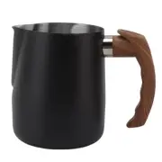 Stainless Steel Milk Frothing Pitcher, Thicken No Drip Cup with Wooden Handle...