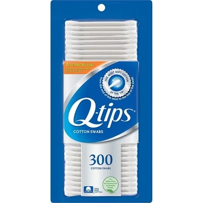 Q Tips Cotton Swabs Soft Antimicrobial 100% Pure Cotton Gentle Smooth 300 ct