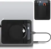 Lacdo Portable Hard Drive Sleeve for Laptop, 2-Pocket Stick on Pouch with Reusable Adhesive, for 2.5" Seagate, WD, Toshiba, LaCie Portable External Hard Drive HDD SSD Carrying Case, Black