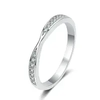在飛比找樂天市場購物網優惠-莫桑石戒指925純銀銀飾-0.13ct法式雙V型交叉尾戒女飾
