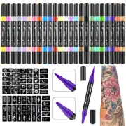 Temporary Tattoo Markers for Skin, 24 Body Markers+67 Large Tattoo Stencils,D...