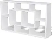 vidaXL White Floating Wall Shelf - Modern Scandinavian Style, 8-Compartment Wall-Mounted Display, Easy Assembly