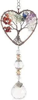 Beebeecraft 1 Box Tree of Life Suncatchers Alloy Natural Gemstone 34cm Heart Window Crystals Prism Hanging Suncatcher for Rainbow Maker Outdoor Garden Decorations Birthday Valentine