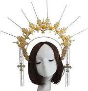 [QWDSGFWS] Vintage Jewelry Accessories Embossed Beaded Chain Headband Metal Material Package Embossed Jewelry Accessories/1479