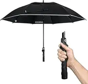 GRIP KING Golf Umbrella + Golf Grip Trainer Double Canopy Vented Windproof Waterproof Automatic Open