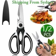 1/2x Kitchen Scissors Shears Heavy Duty Multi-Purpose Stainless Steel Chicken Bo